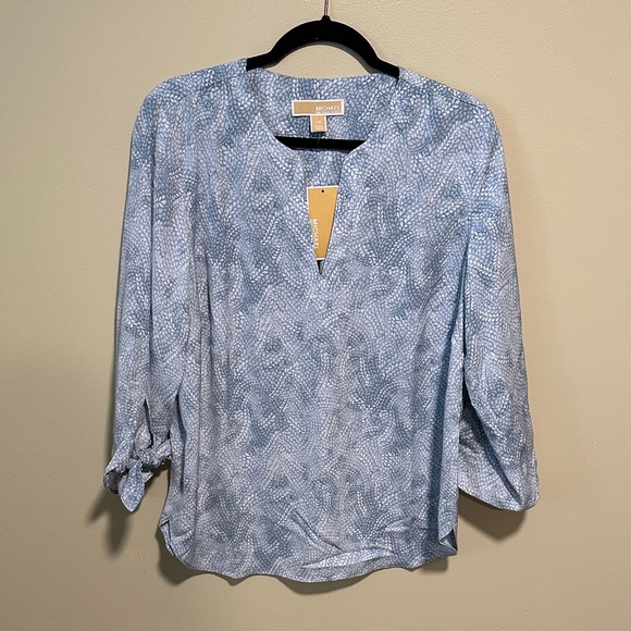 Michael Kors Tops - NWT Michael Kors Blouse Size Large Blue and White
